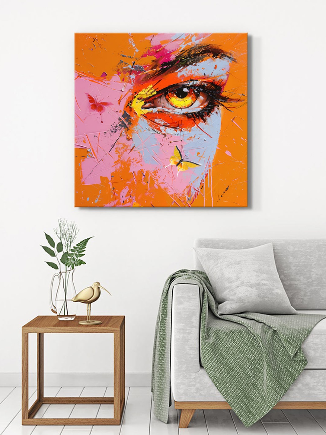 

999Store Orange Coloured & Blue Eye Canvas Wall Art
