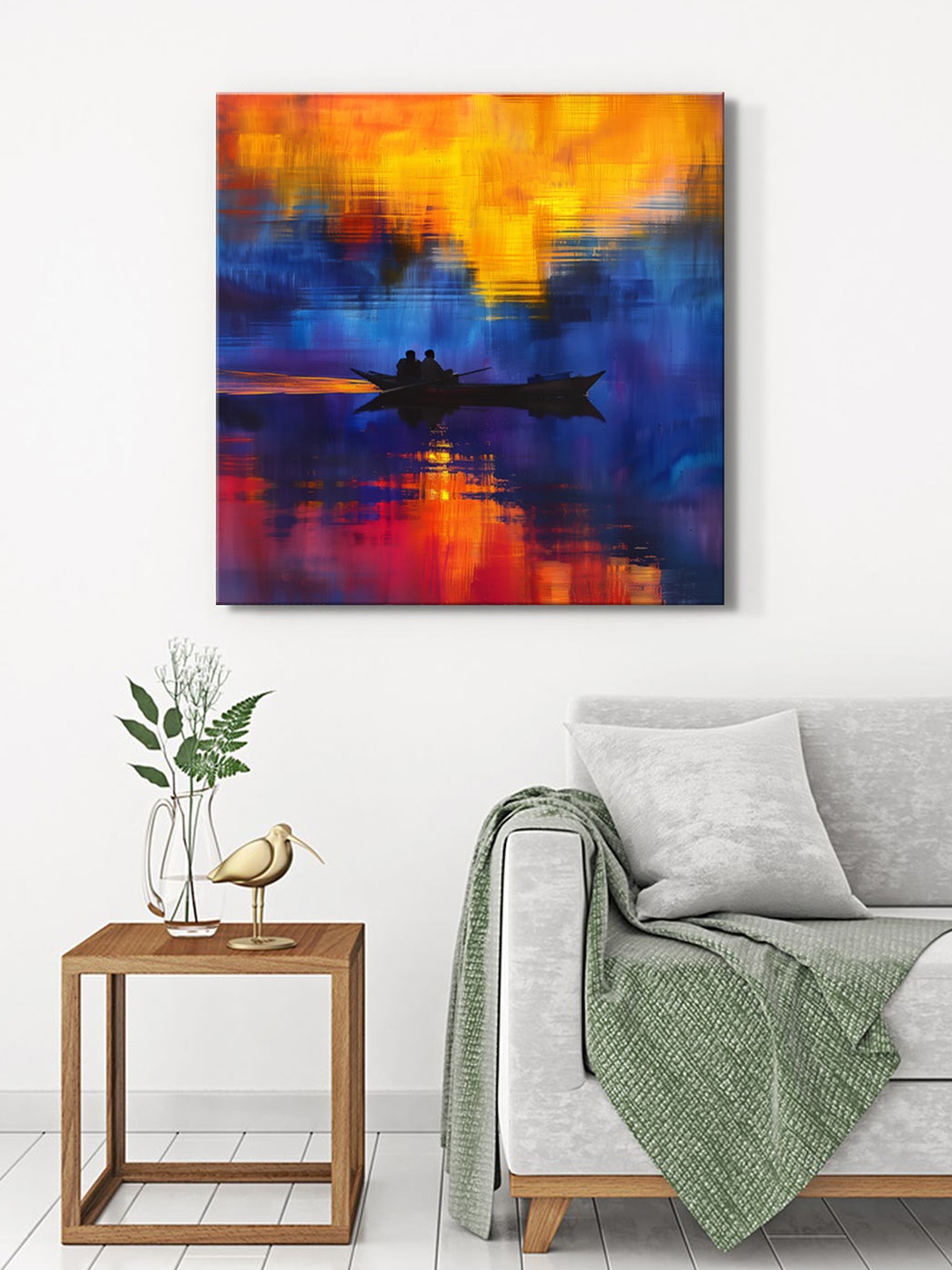 

999Store Blue & Black Canvas Sunset Boat Wall Art