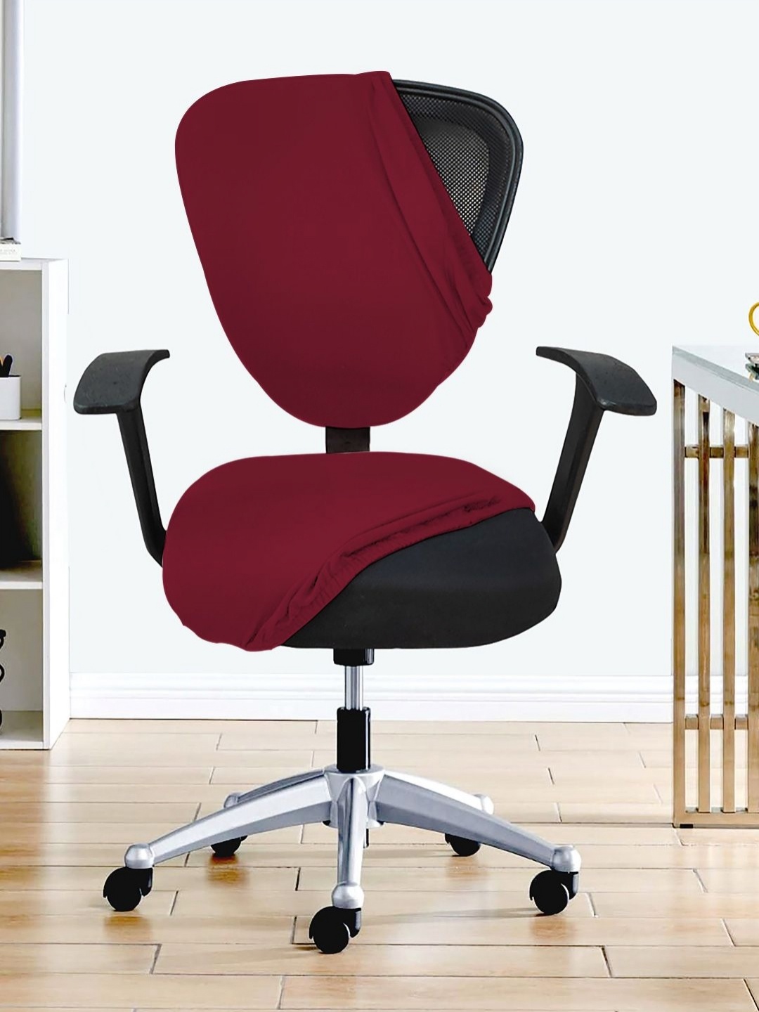 

Lazi Maroon Stretchable Office Chair Cover