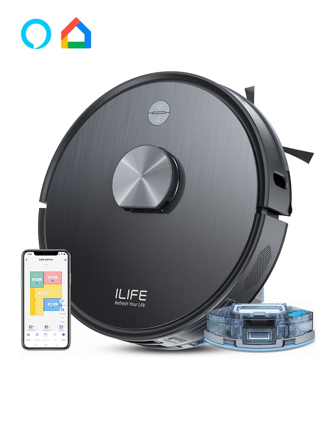 

ILIFE A20 Pro LiDAR Robot Vacuum Cleaner, Black