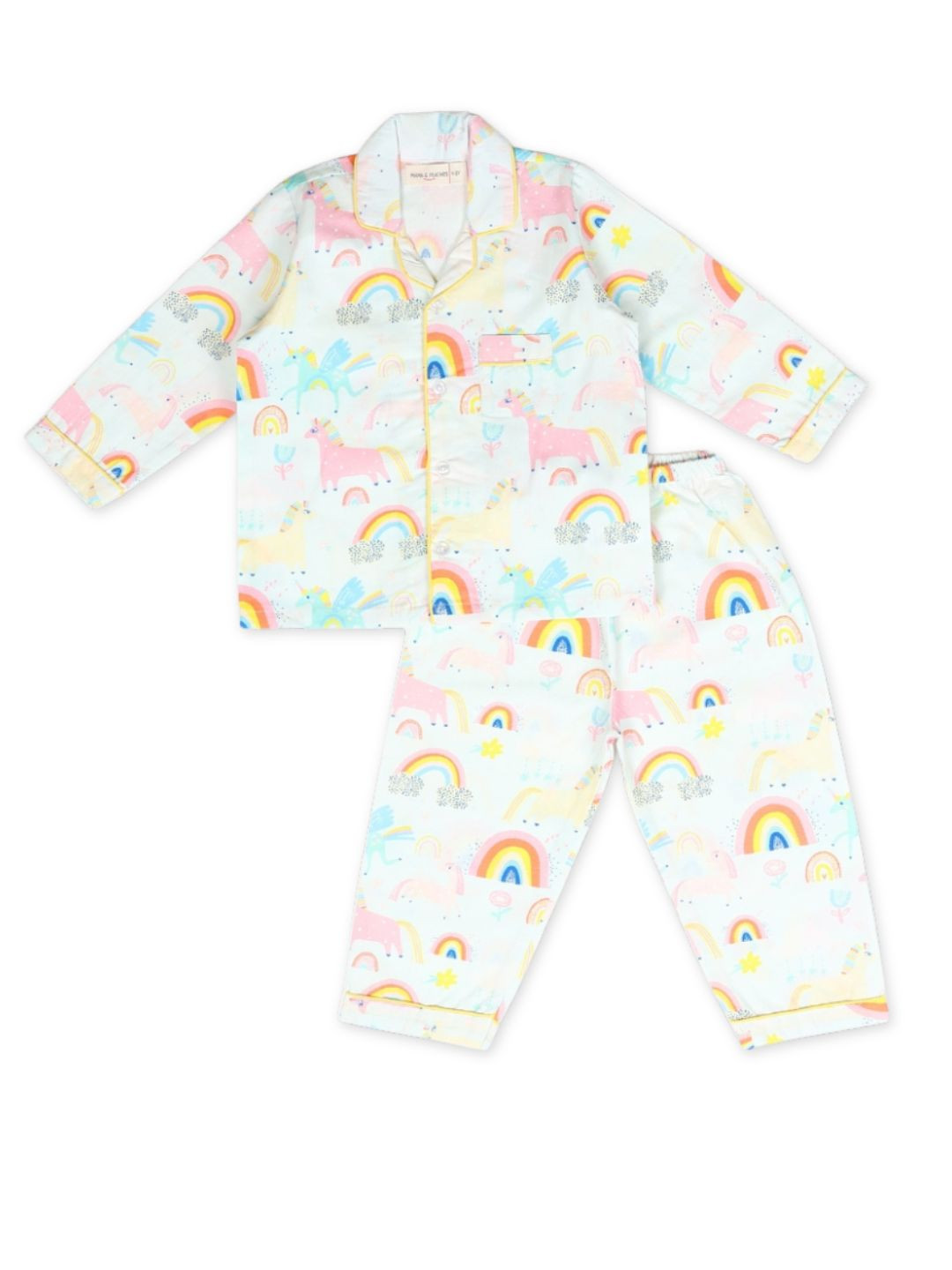

MAMA AND PEACHES Kids Printed Night suit, White
