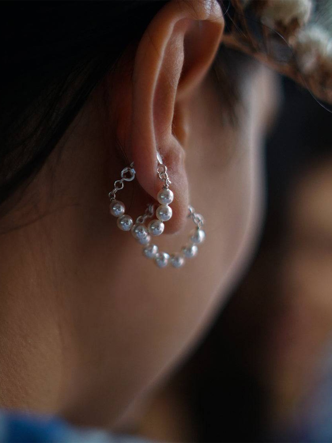 

House of Aadyaa 925 Sterling Silver Oxidised Beaded Hoop Earrings