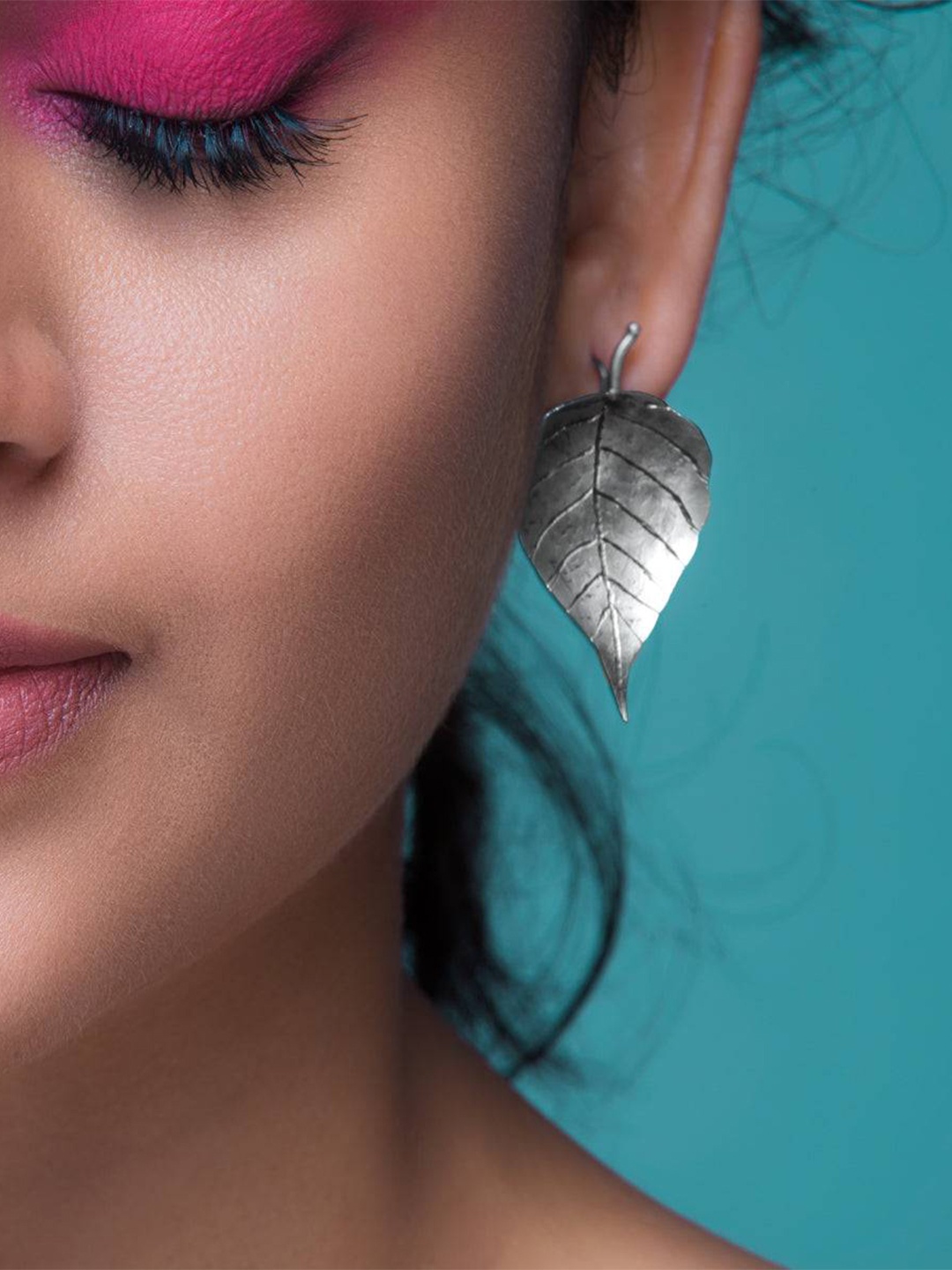 

House of Aadyaa 925 Sterling Silver Leaf Shaped Drop Earrings