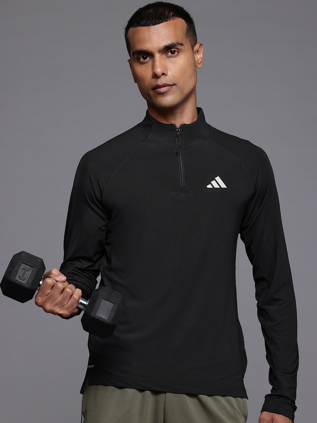 

Adidas Mock Neck Half Zipper Pullover Training Sweatshirt, Black