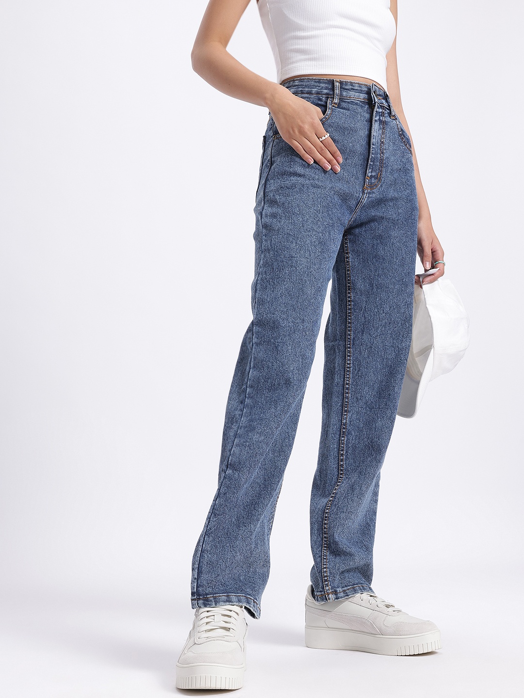 

DressBerry Street Slouchers Straight Fit Jeans, Blue