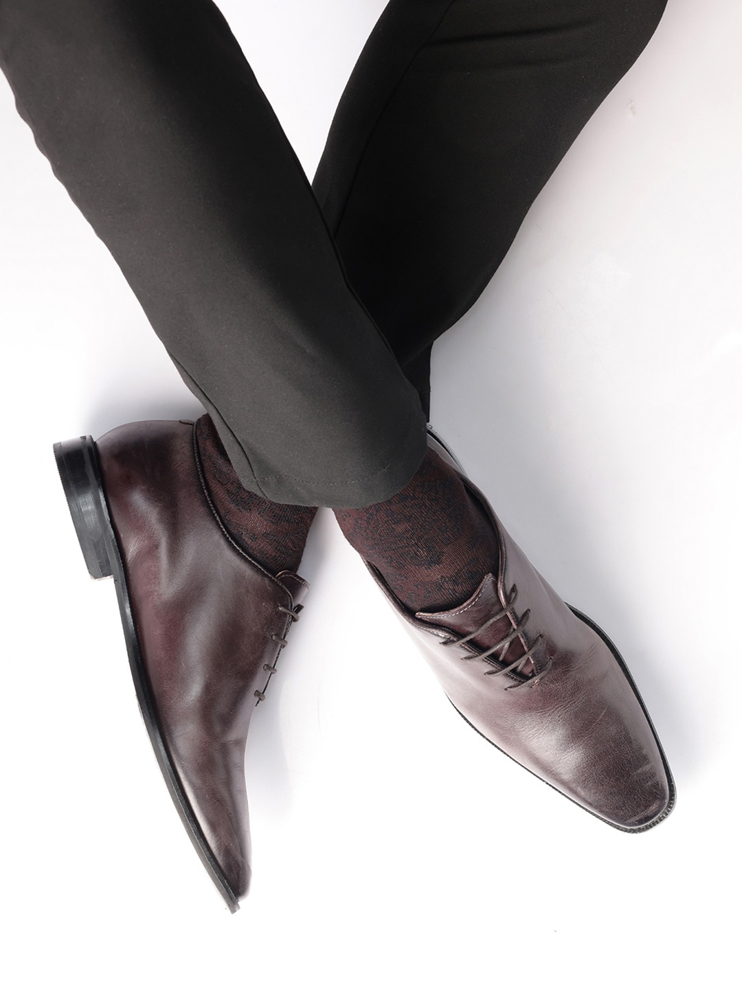 

RARE RABBIT Men Leather Formal Oxfords, Burgundy