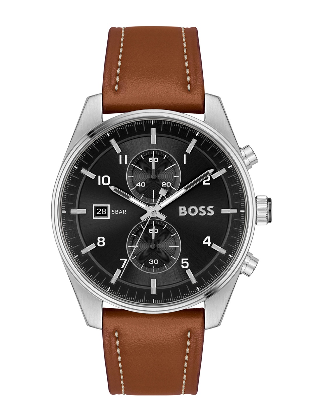 

BOSS Men Leather Analogue Watch 1514161, Black