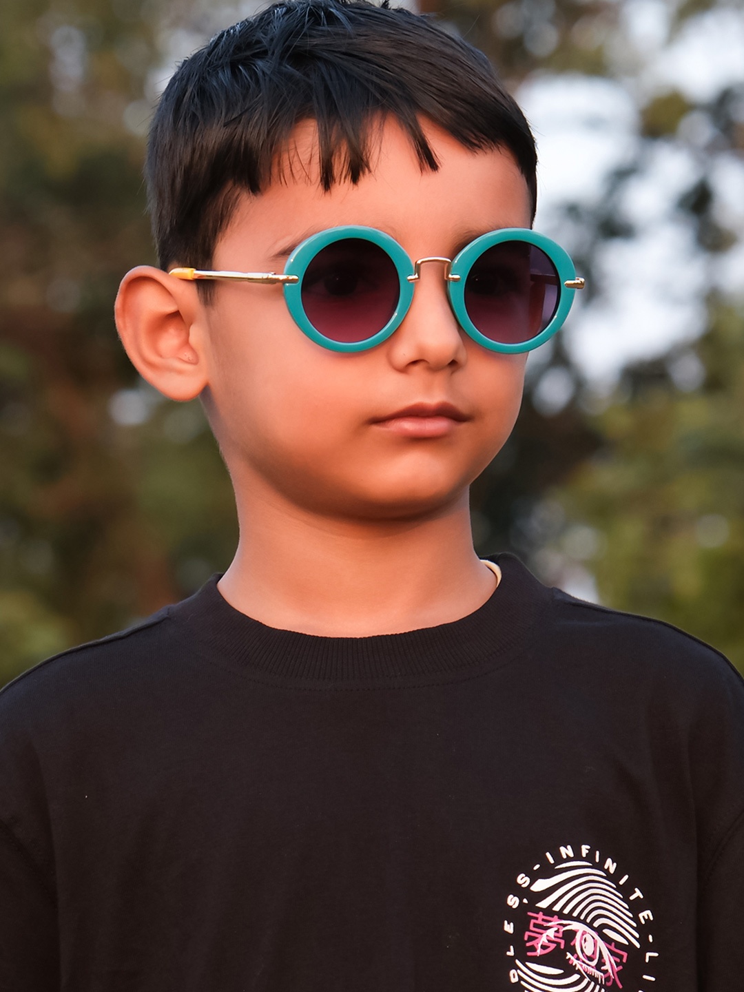 

DukieKooky Kids Round Sunglasses with UV Protected Lens DKSG365S-Teal, Black