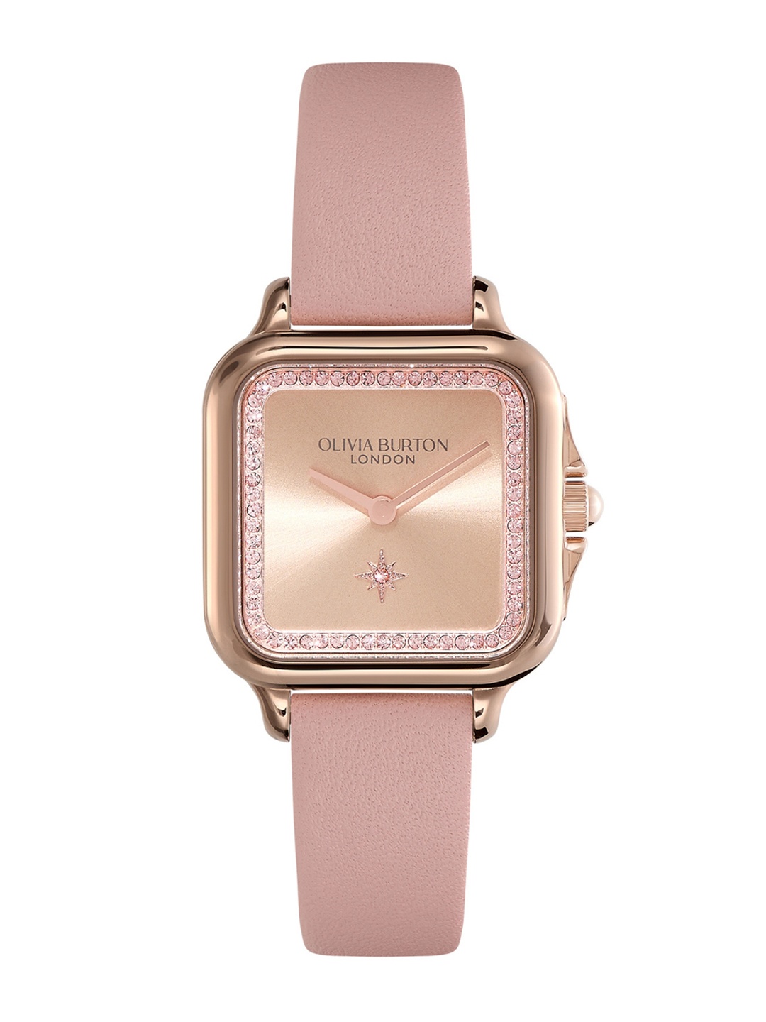 

Olivia Burton Women Grosvenor Leather Straps Analogue Watch 24000122, Rose gold