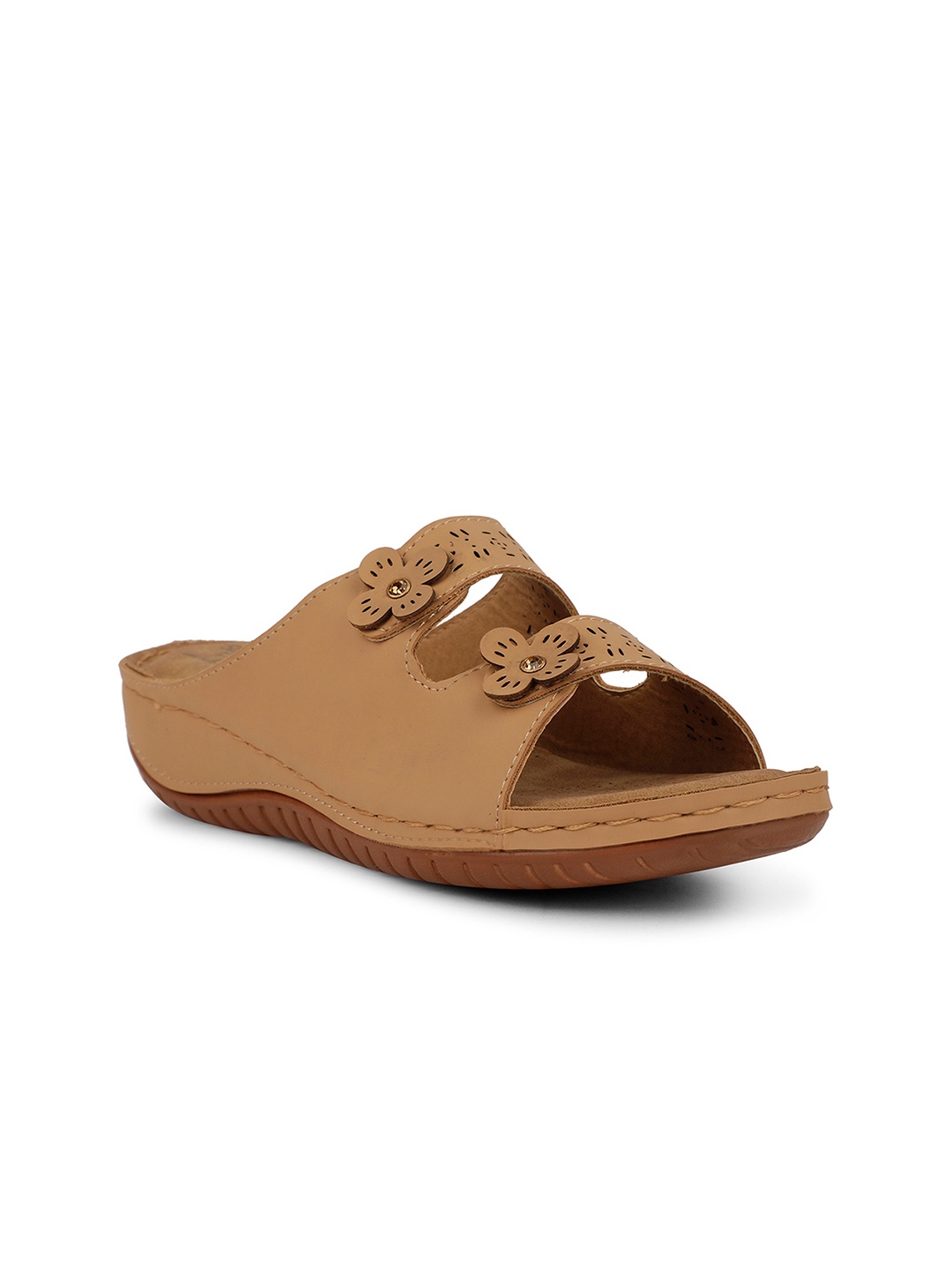

Liberty S624 07 Women Solid Open Toe Flats Slipper, Beige