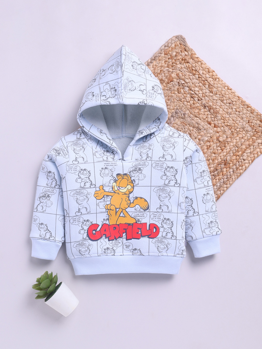 

YK X Tinyo Infant Girls Garfield Printed Hooded Fleece Sweatshirt, Blue