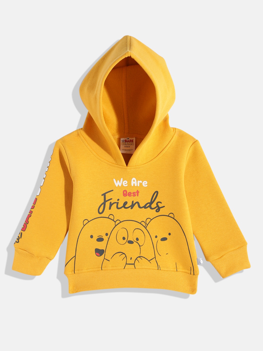 

YK X Tinyo Infant Boys Graphic Printed Hooded Sweatshirt, Mustard