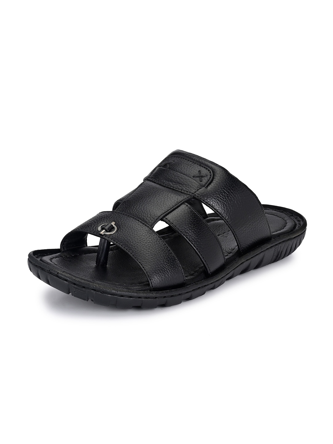 

Auserio Men Leather Comfort Sandal, Black