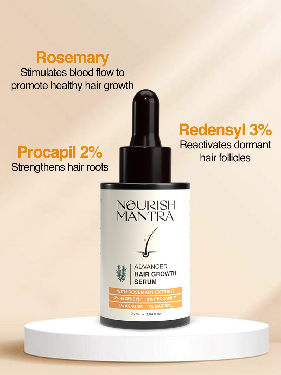 

Nourish Mantra Advanced Hair Growth Serum With Rosemary Oil 25 ml, Black