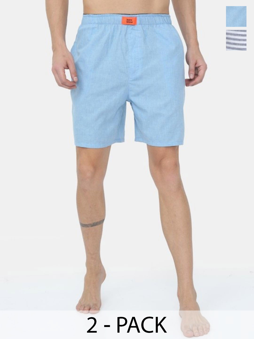 

Bareblow Pack Of 2 Cotton Striped Woven Men Boxers BBBX147163S, Blue
