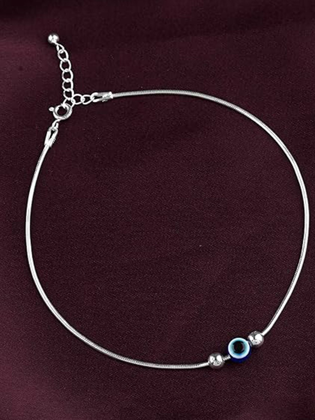 

925 SILLER Sterling Silver Rhodium-Plated Single Anklet