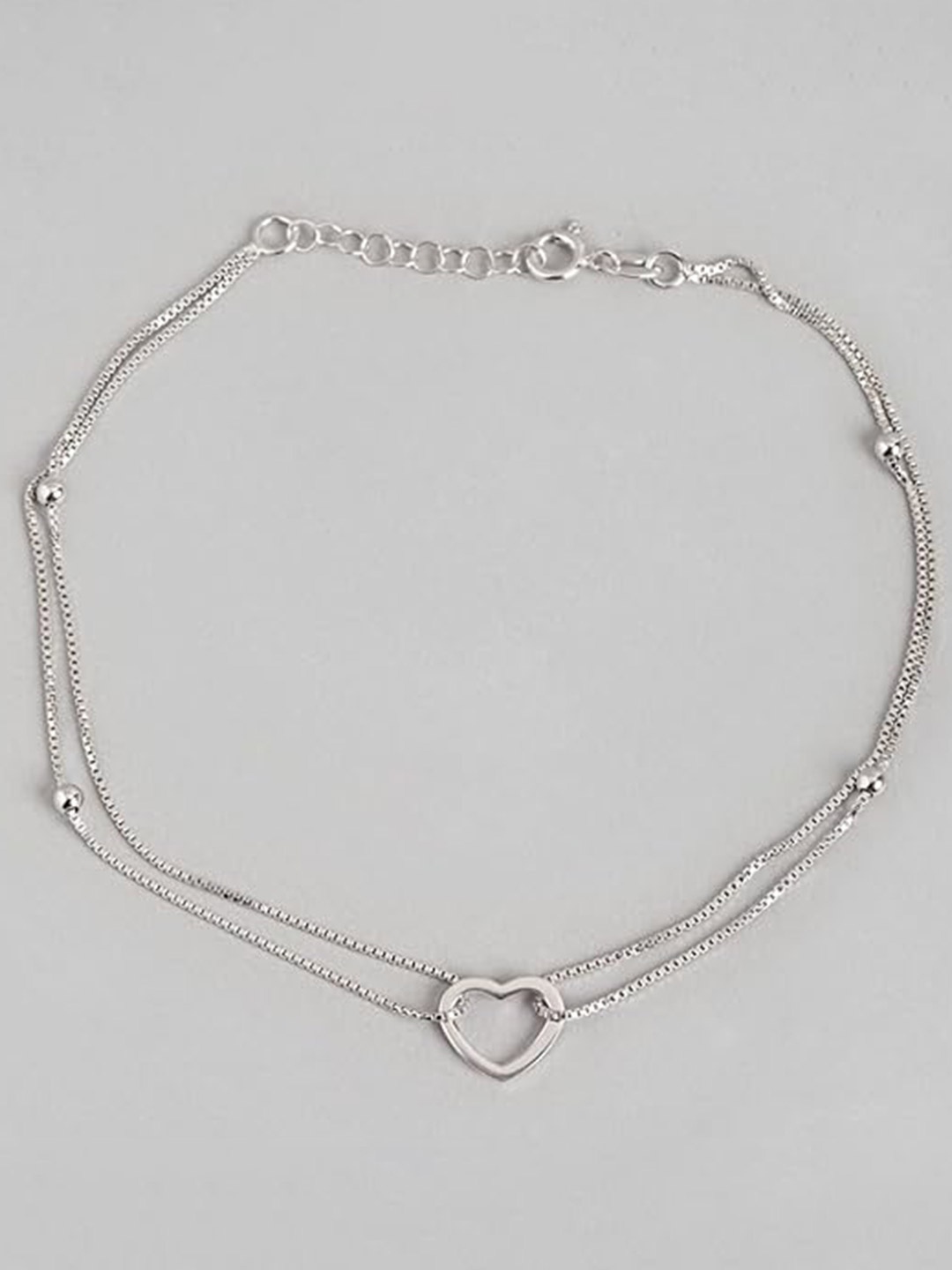 

925 SILLER Sterling Silver Rhodium-Plated Single Anklet