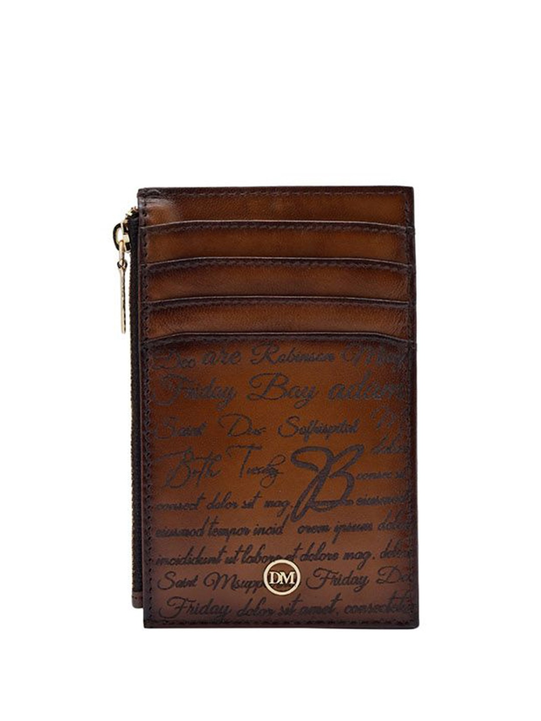 

Da Milano Men Textured Leather Zip Around Wallet, Brown