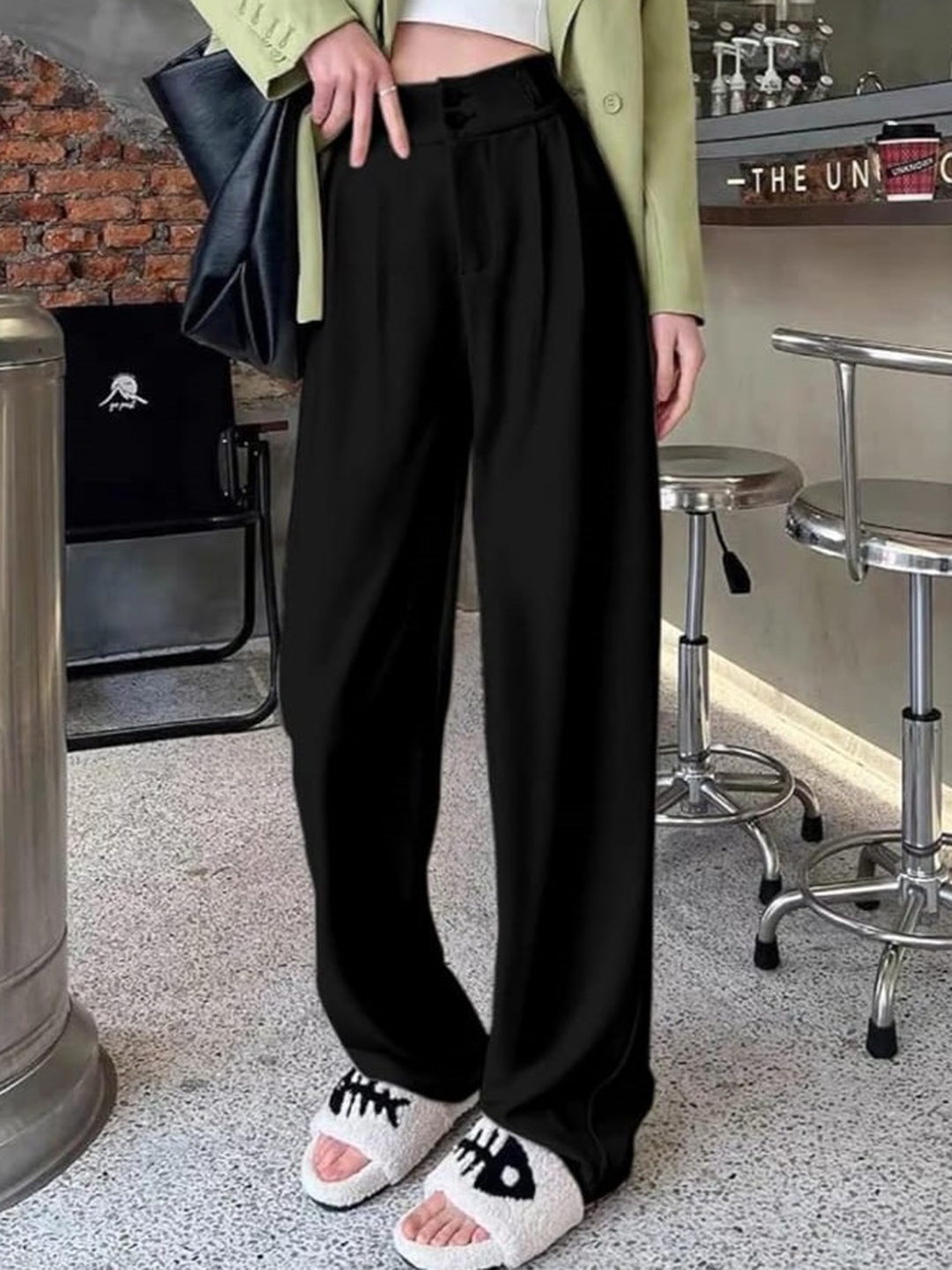 

Next One Women Black Pleated Korean Pants