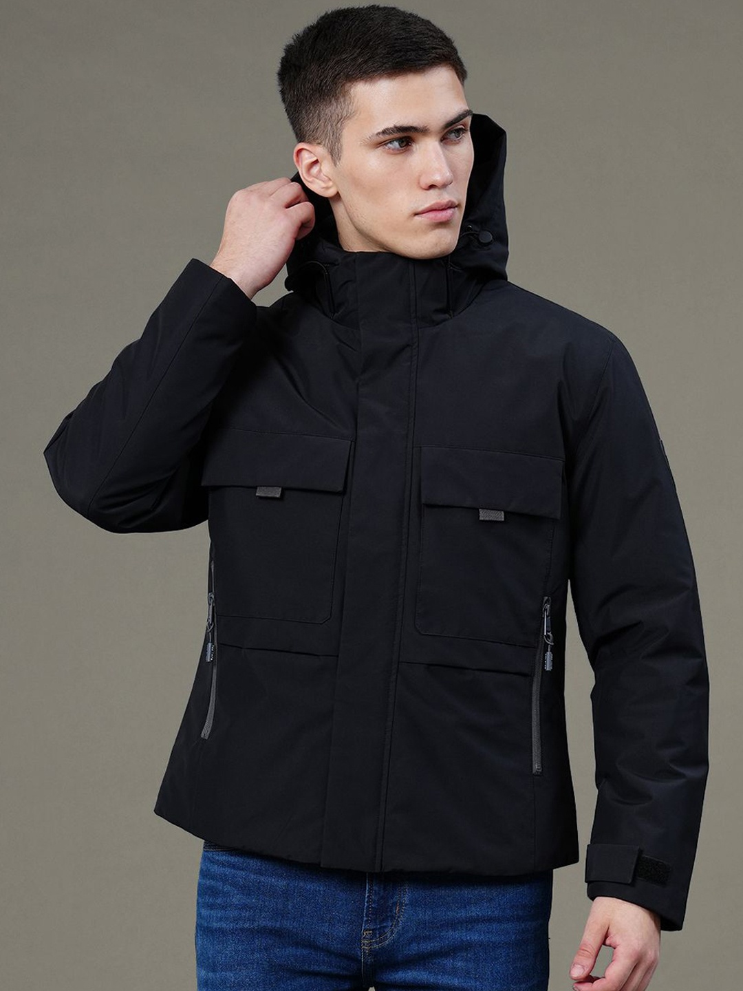 

Red Tape Men Long Sleeves Hooded Padded Jacket, Black