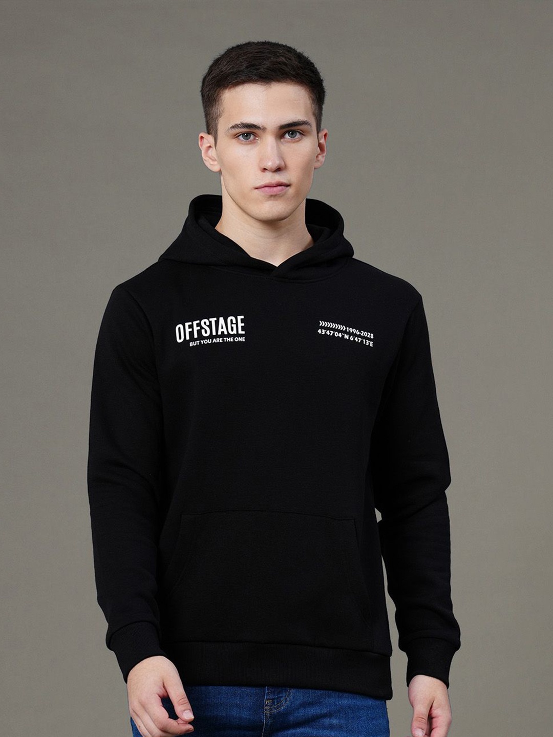 

Red Tape Men Graphic Print Fleece Baggy Fit Sweatshirt, Black