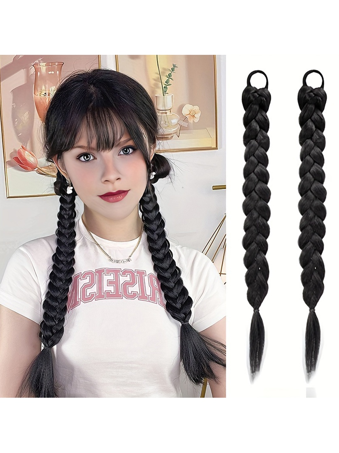 

CHRONEX 2 Pcs Wavy Braid Ponytail-Natural Black