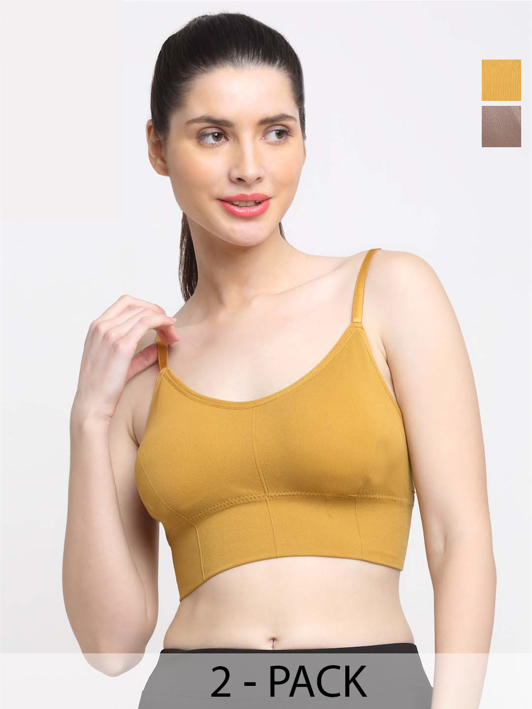 

Friskers Pack Of 2 Full Coverage Lightly Padded Bra, Mustard