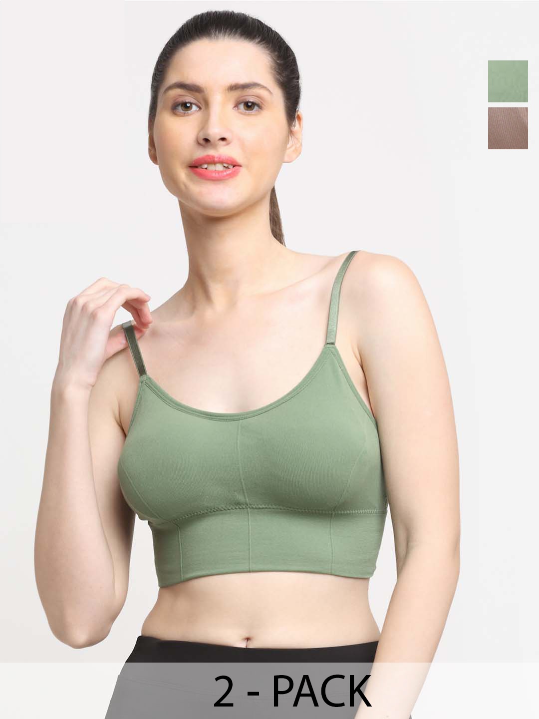 

Friskers Women Pack of 2 Full Coverage Lightly Padded Bra, Olive