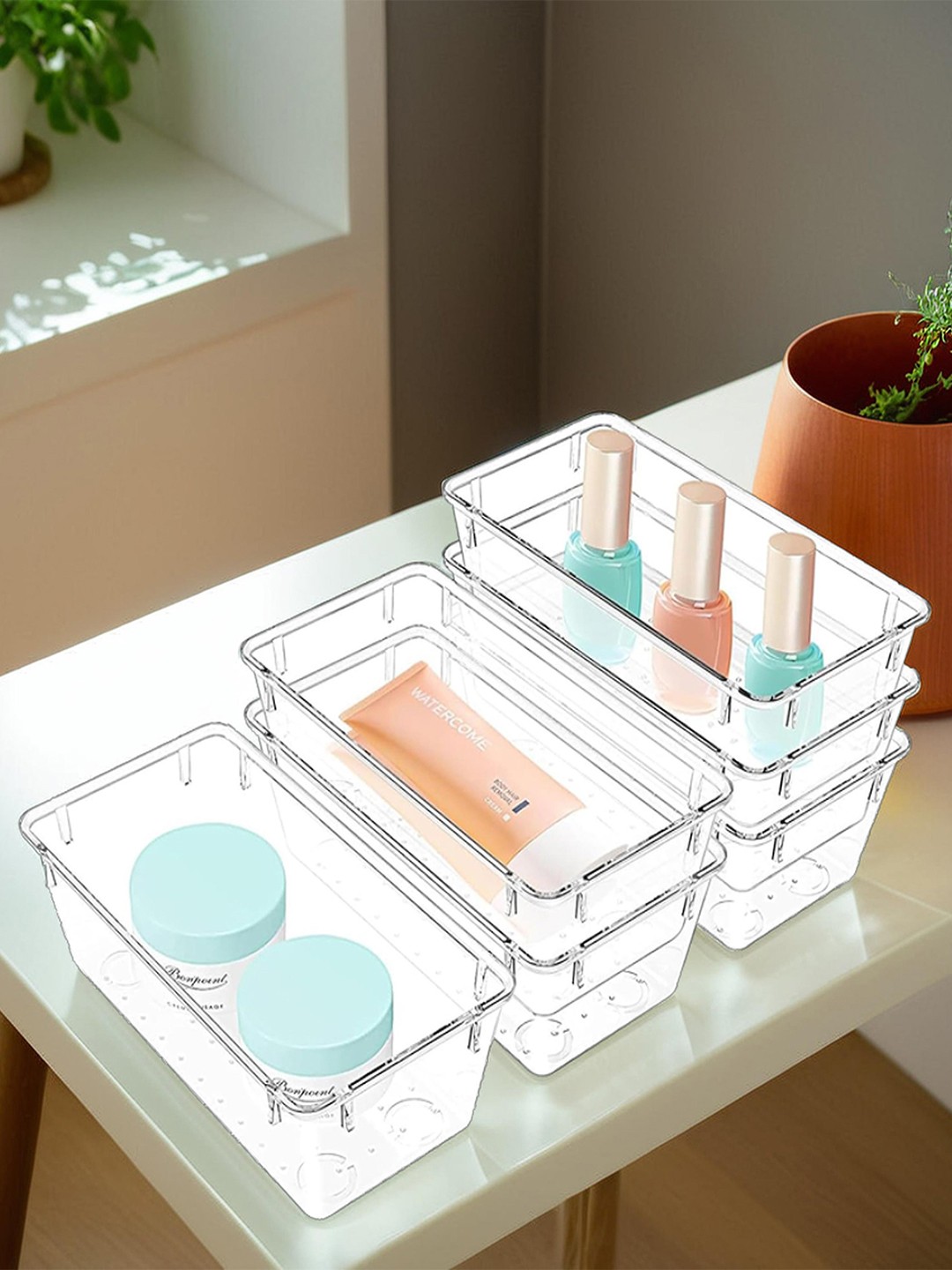 

Kuber Industries Transparent 6 Pieces Wardrobe Drawer Organisers