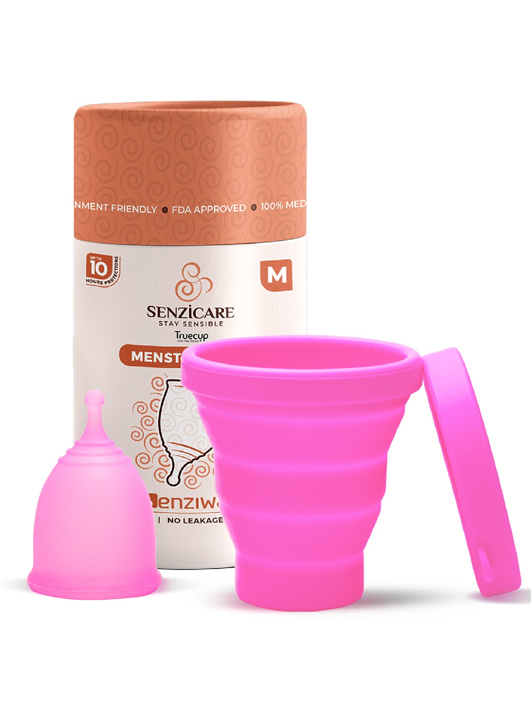 

Senzicare Truecup Reusable Mensural Cup With Sterilizer Cup -M, Pink