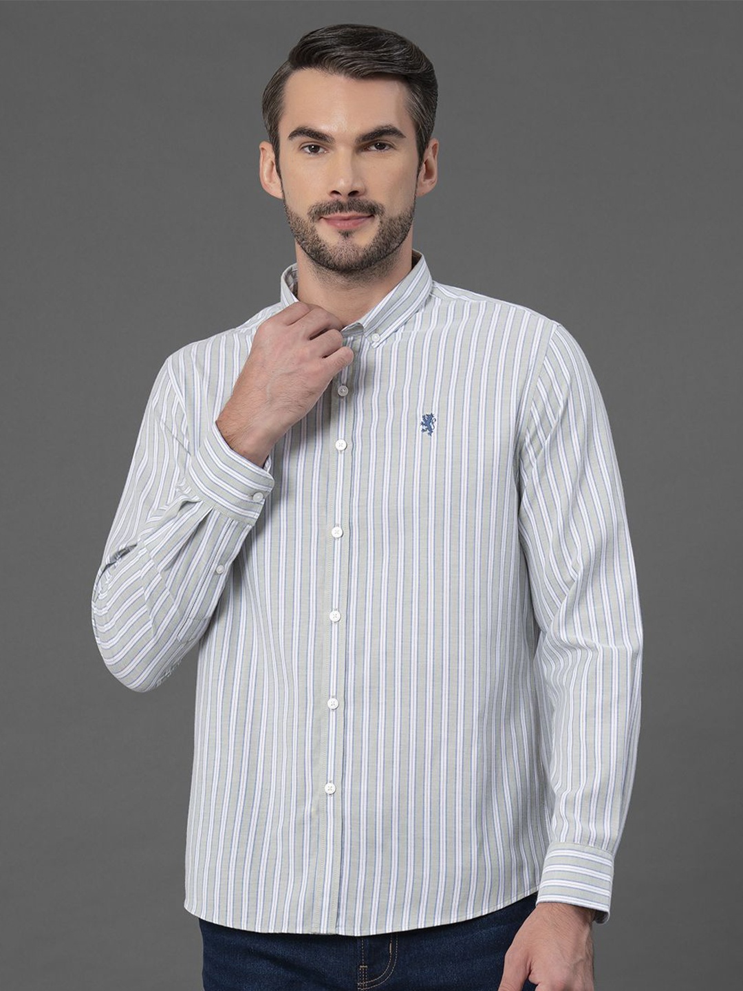 

Red Tape Men Stripes Cotton Shirt, Green