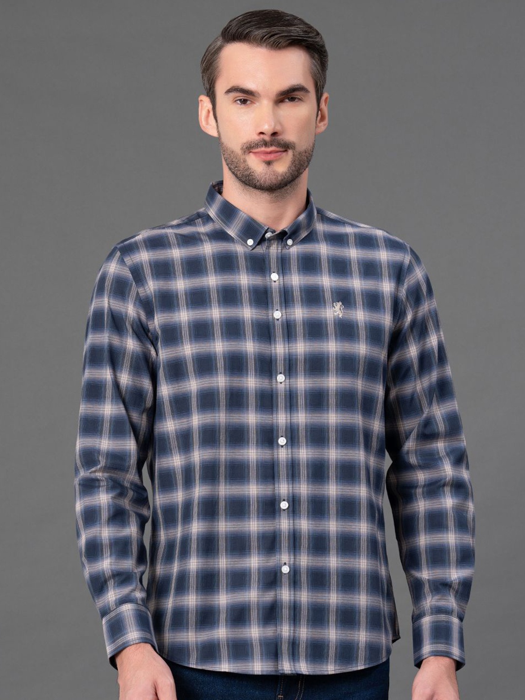 

Red Tape Button-Down Collar Checked Casual Shirt, Blue