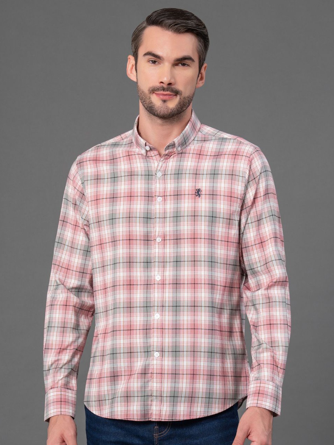 

Red Tape Men Checks Cotton Shirt, Pink