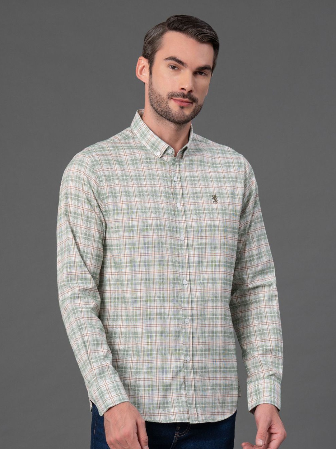 

Red Tape Men Checks Cotton Shirt, Green