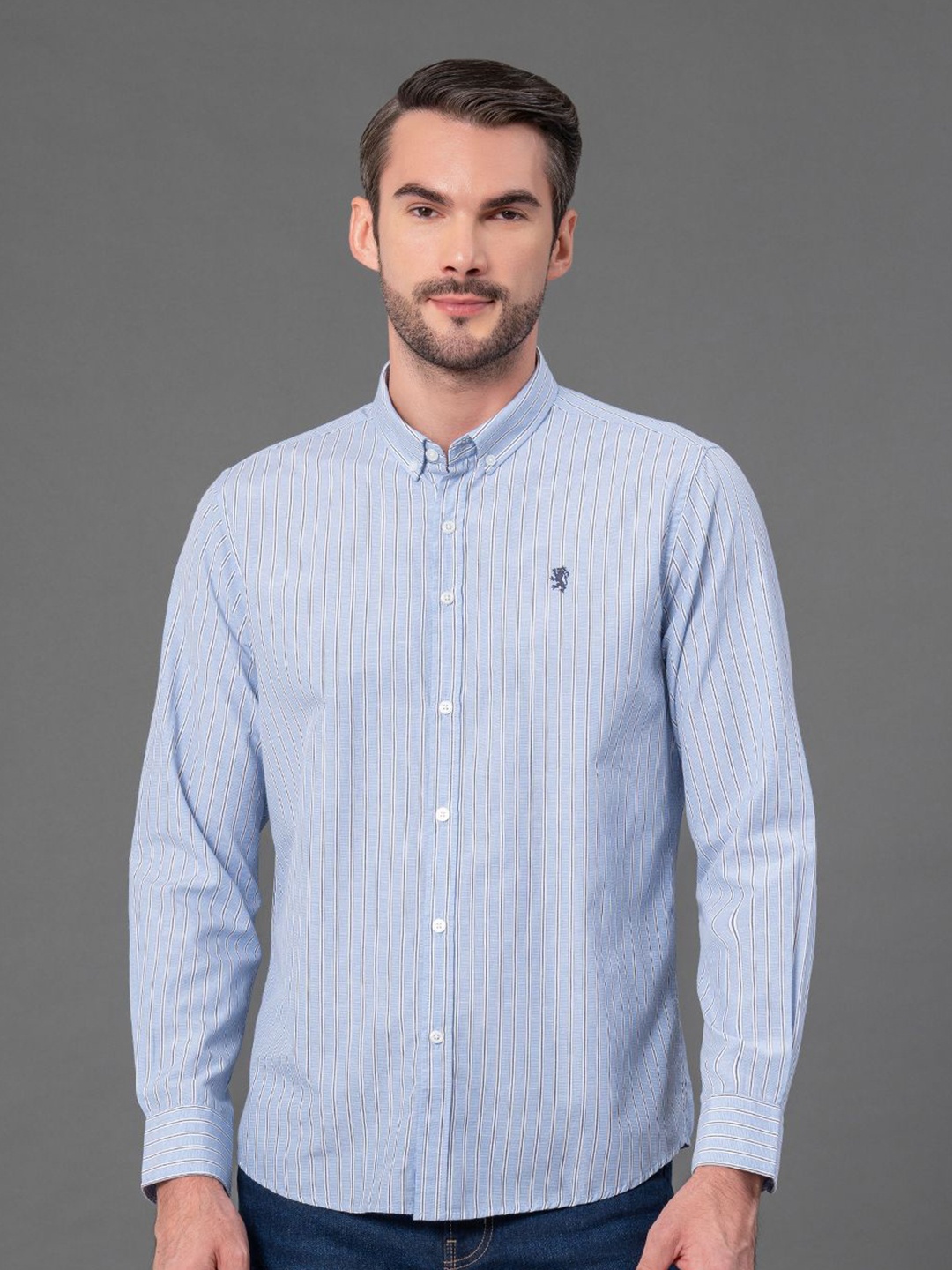 

Red Tape Men Stripes Cotton Shirt, Blue