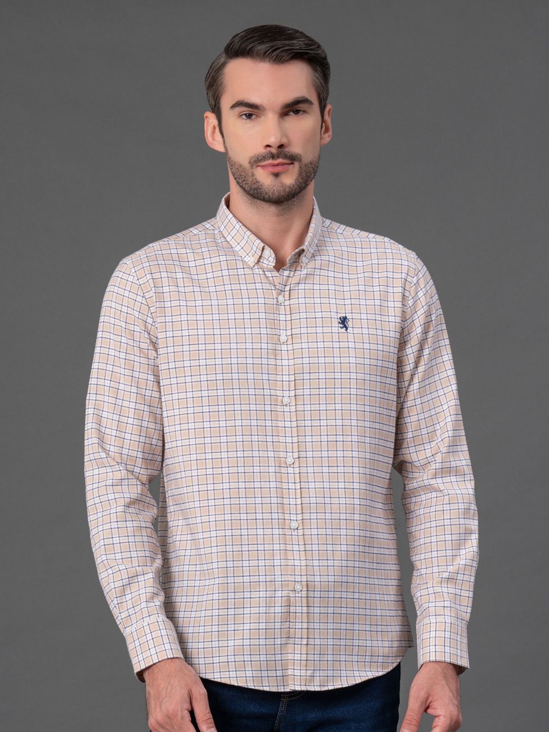 

Red Tape Men Checks Cotton Shirt, Beige