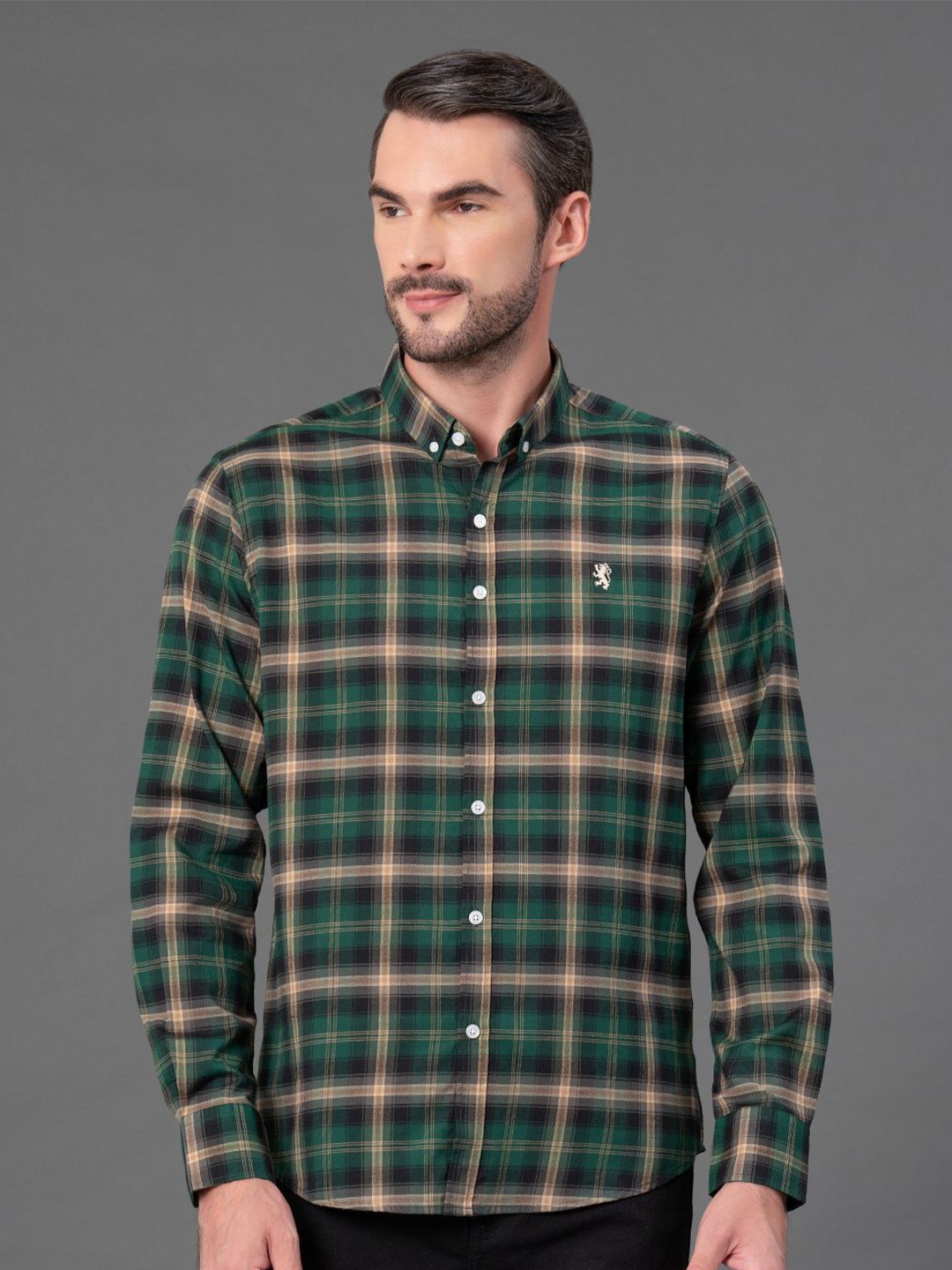 

Red Tape Men Checks Cotton Shirt, Green