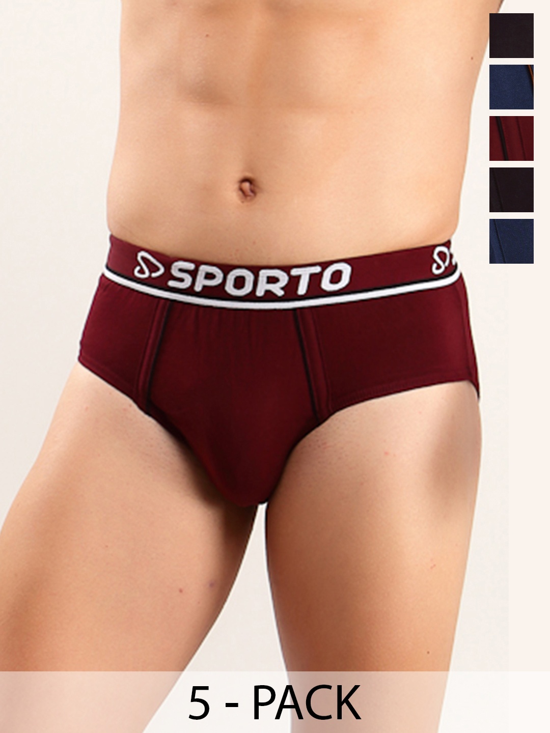 

SPORTO Pack of 5 Cotton Men Basic Briefs 023F6_PEARL_55_PO6, Blue