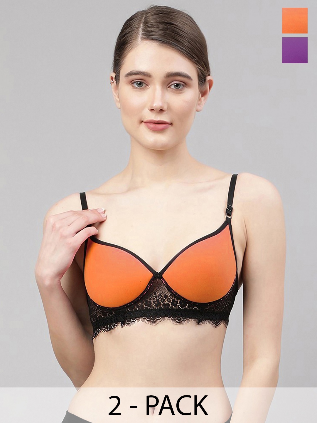

AROUSY Pack Of 2 Lightly Padded Lingerie Set B_Cupri Set2, Purple