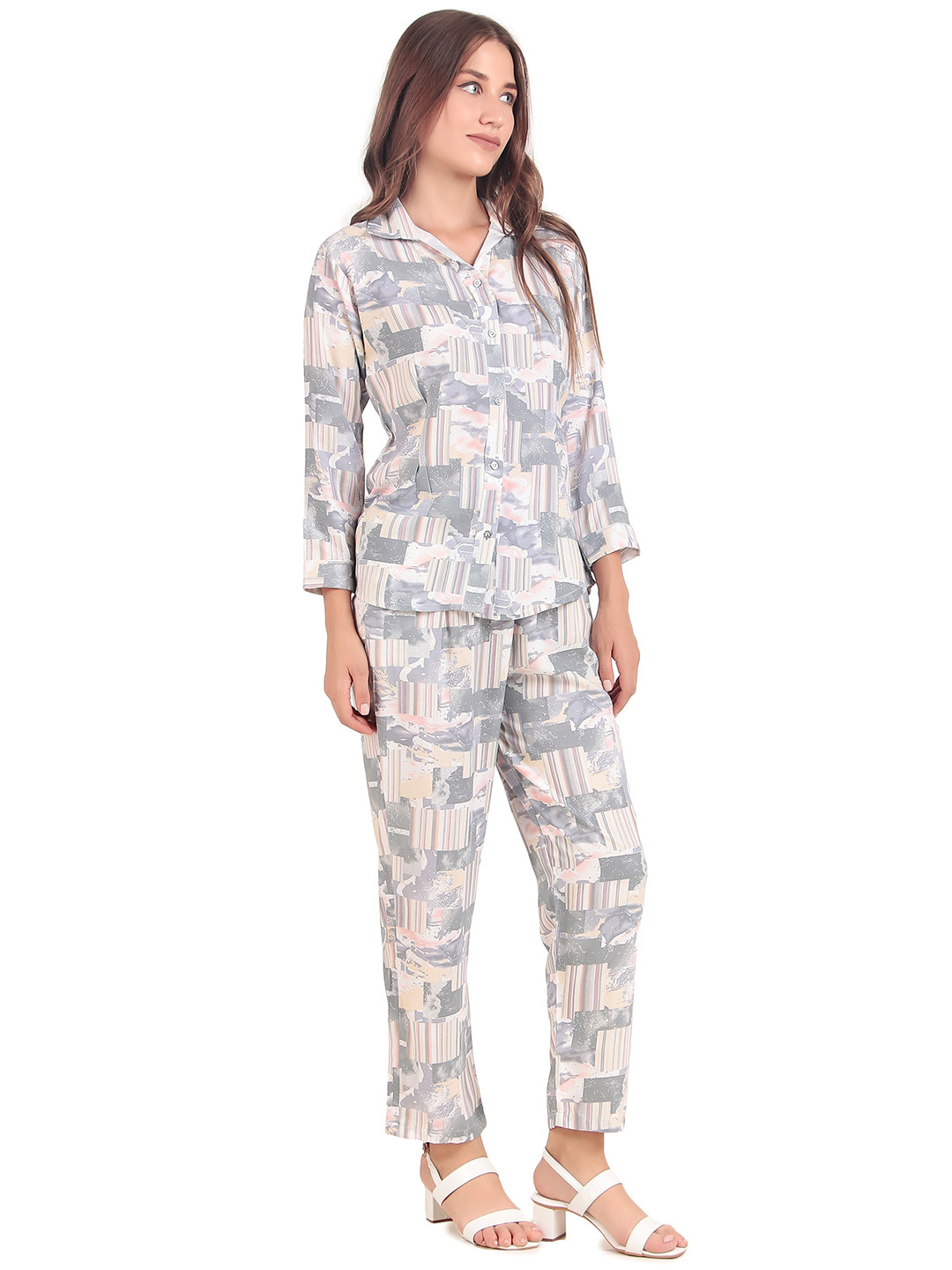 

BAESD Printed Shirt With Trousers, Grey