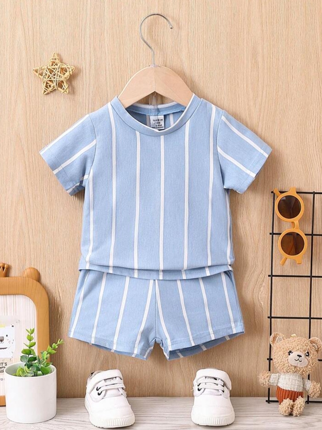 

Kasak Boys Striped T-Shirt With Short, Blue