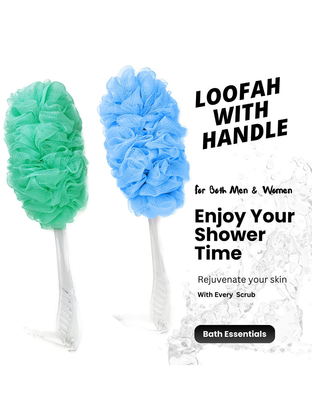 

CareDone Set Of 2 Long Loofah With Handle, Green