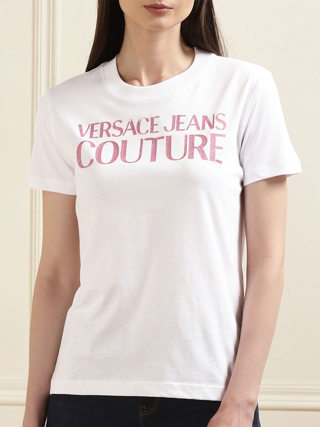 

Versace Jeans Couture Women Printed Applique T-shirt, White