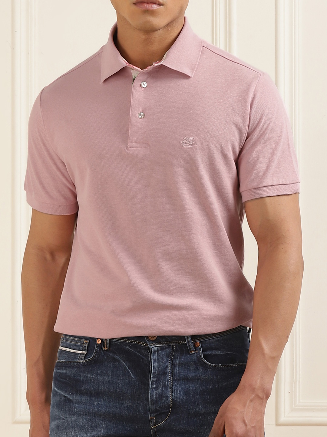 

ETRO Men Polo Collar Pockets T-shirt, Pink
