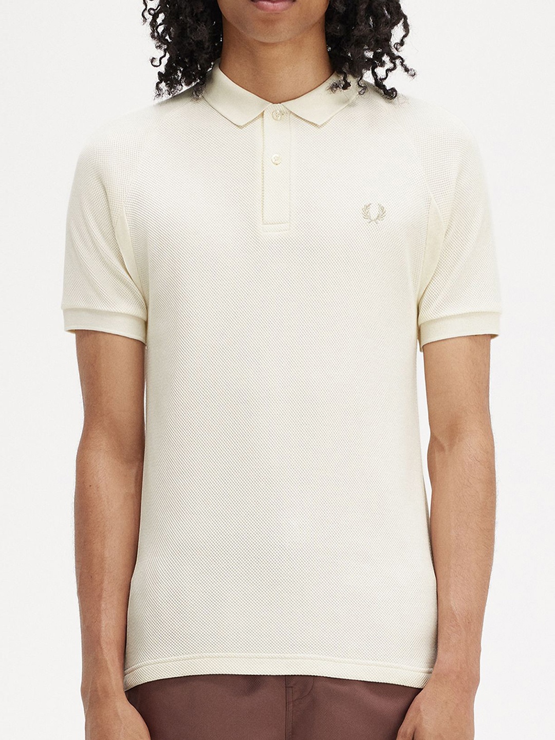 

Fred Perry Men Polo Collar Applique T-shirt, White