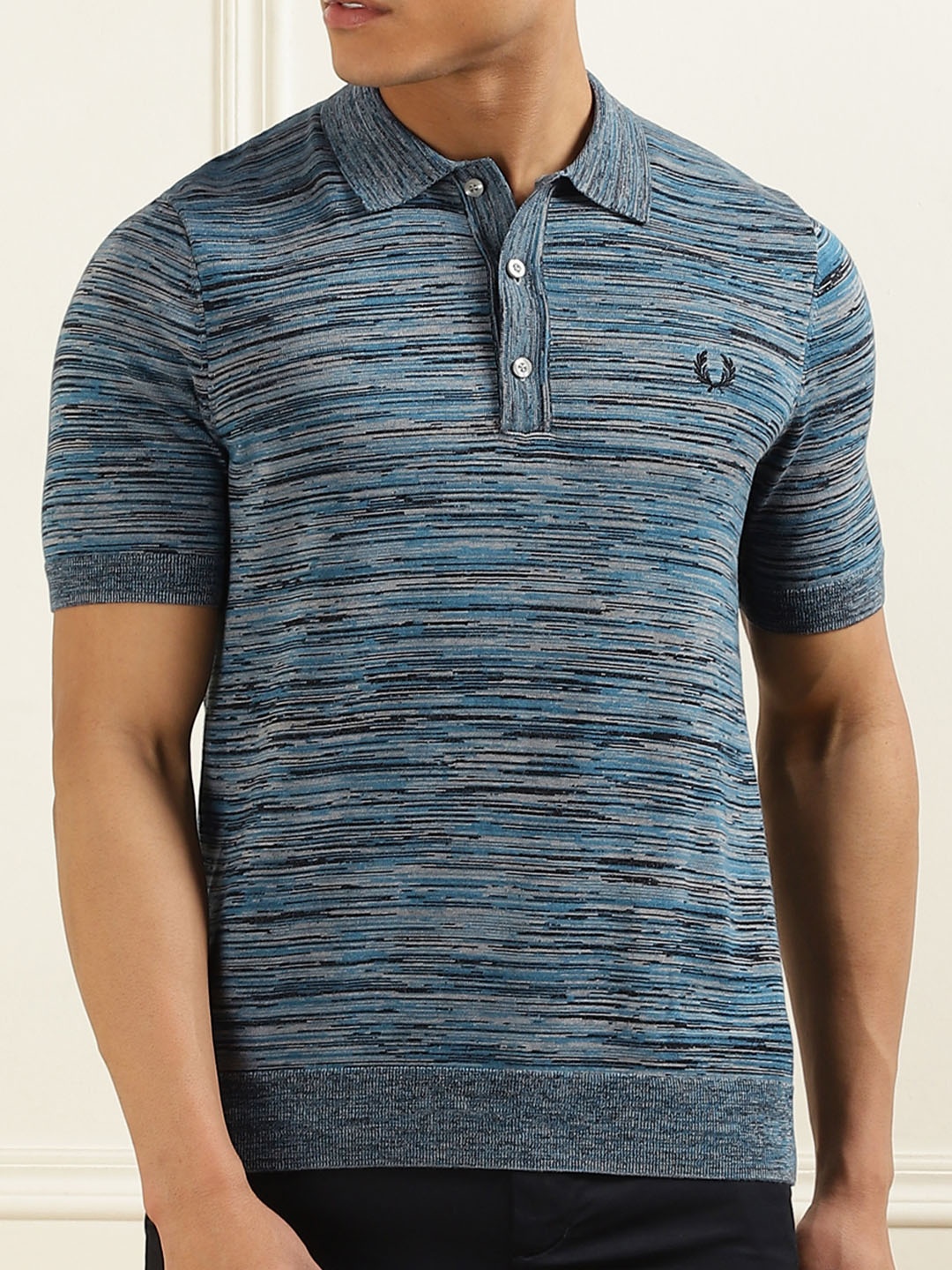 

Fred Perry Men Printed Polo Collar Applique T-shirt, Blue