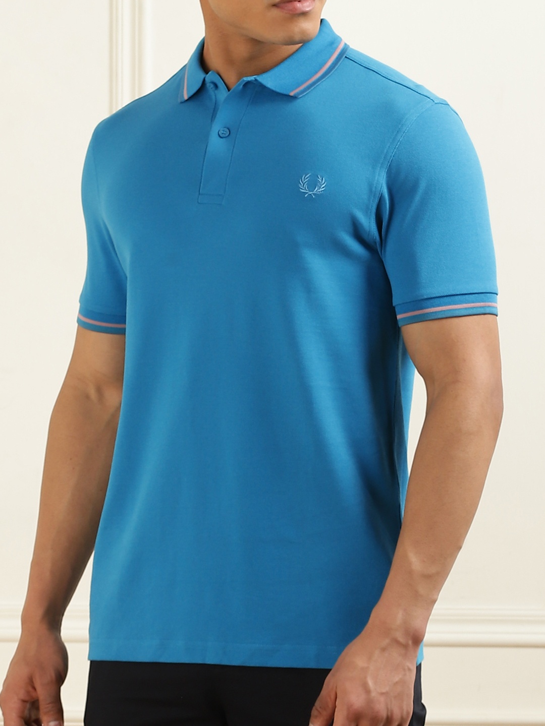 

Fred Perry Men Printed Polo Collar Applique T-shirt, Blue