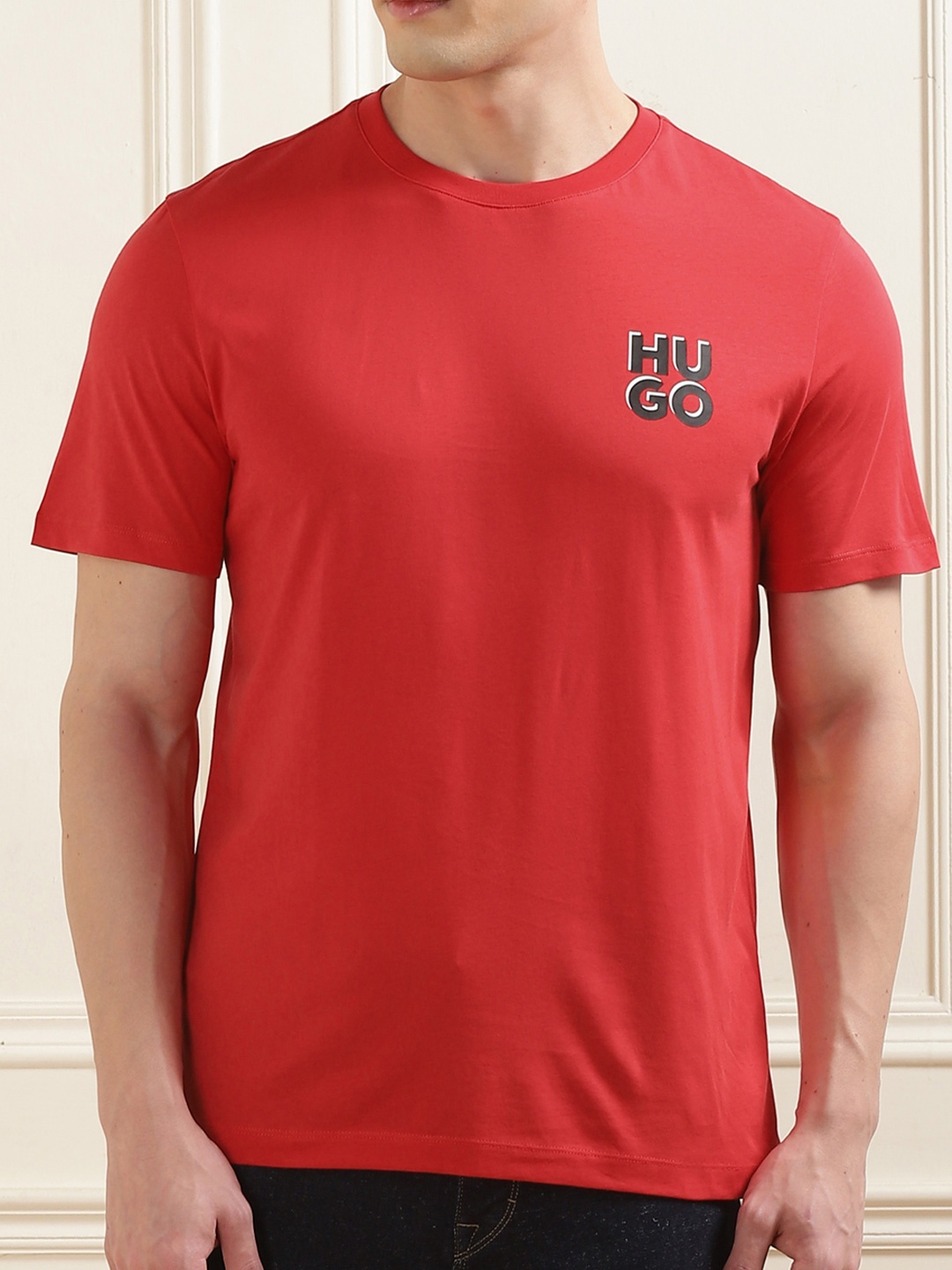 

HUGO Men Printed Applique T-shirt, Red