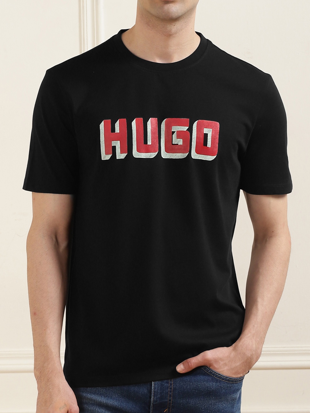 

HUGO Men Printed Pockets T-shirt, Black