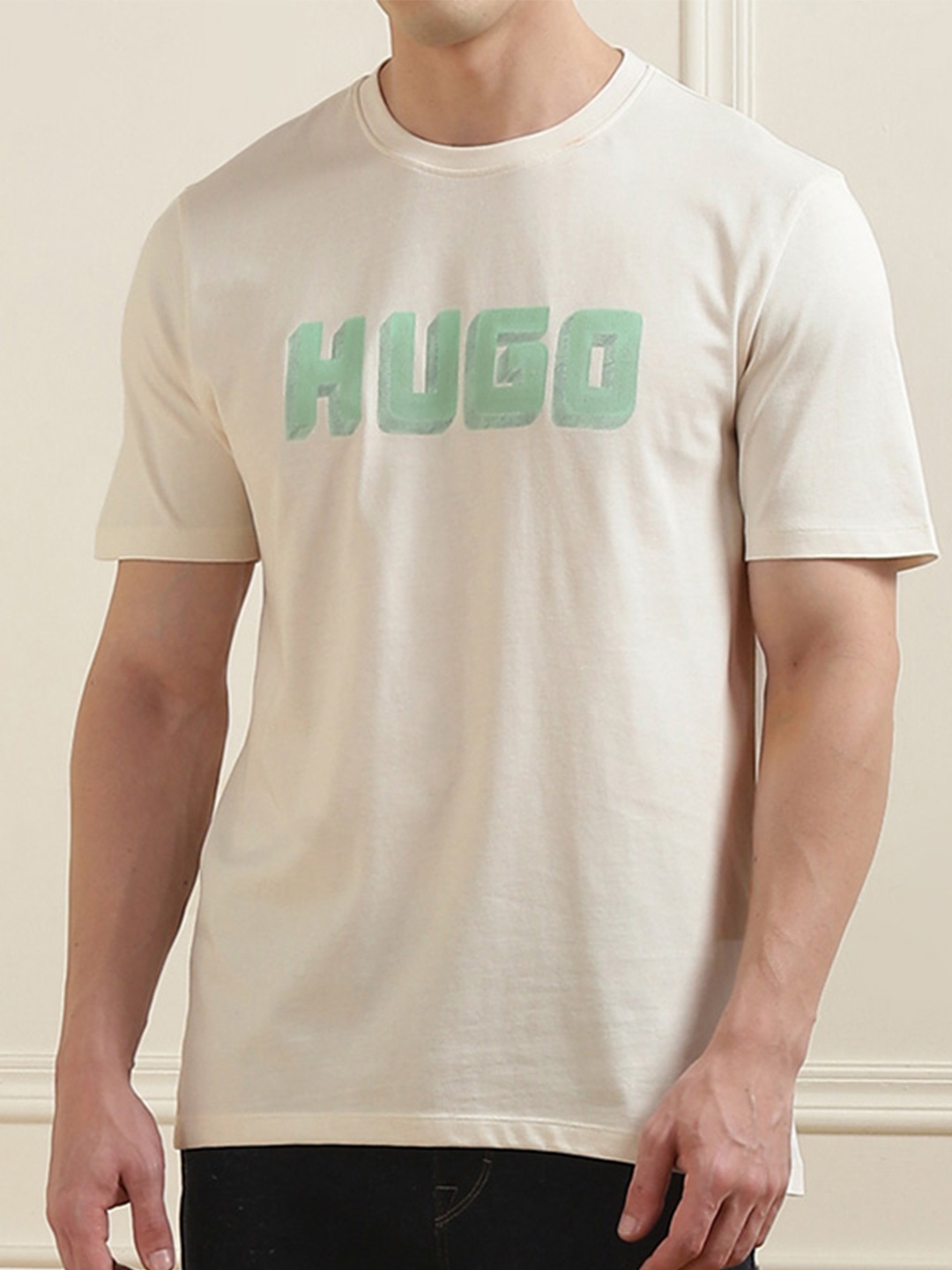 

HUGO Men Printed Applique T-shirt, White